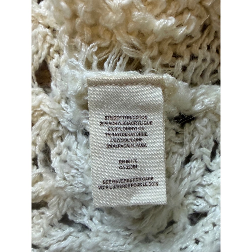 Free People Cream Cable Knit Sweater Ivory Boho Bell Sleeve Scoop Neck - Picture 10 of 10